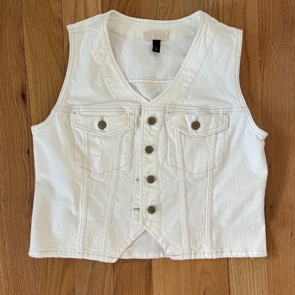 universal thread - V-Neck Denim Vest - White size - M - Picture 3 of 7